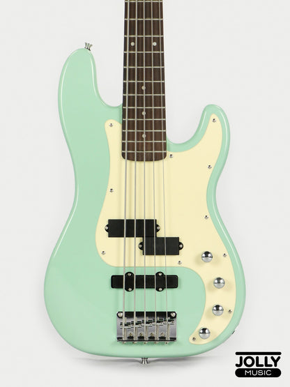 JCraft PJ-2 5-String P+J Style Bass Guitar - Mint Green