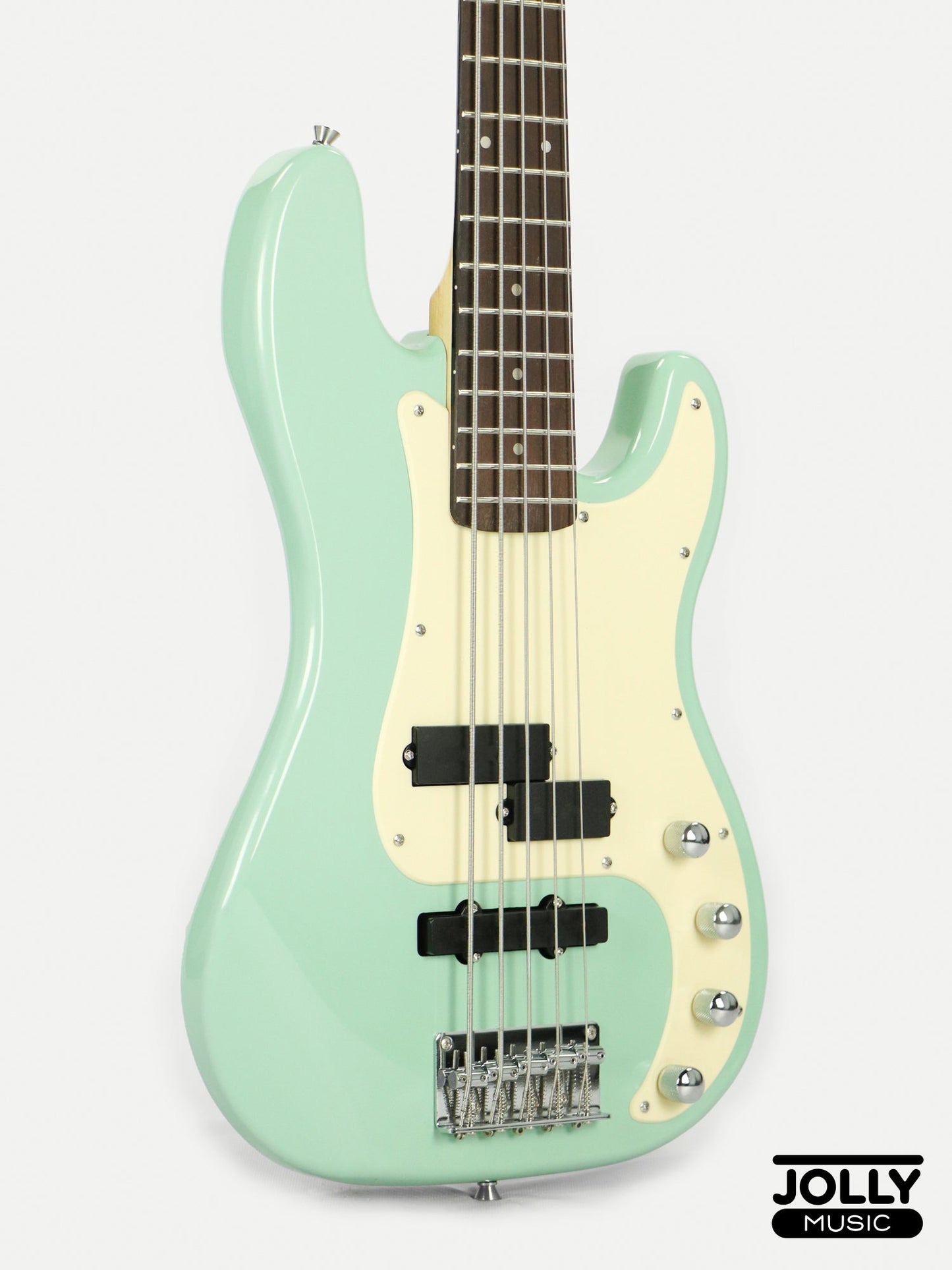 JCraft PJ-2 5-String P+J Style Bass Guitar - Mint Green