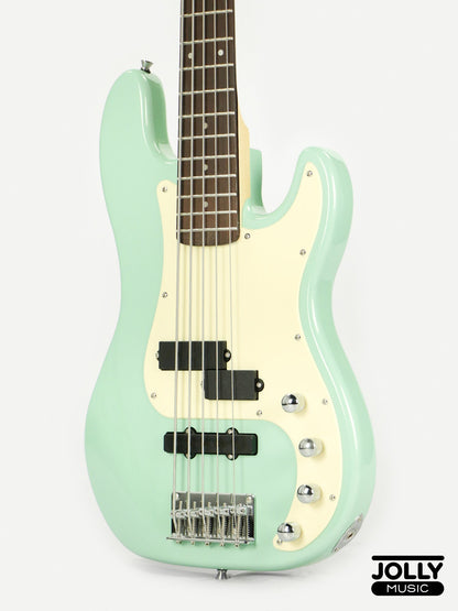 JCraft PJ-2 5-String P+J Style Bass Guitar - Mint Green