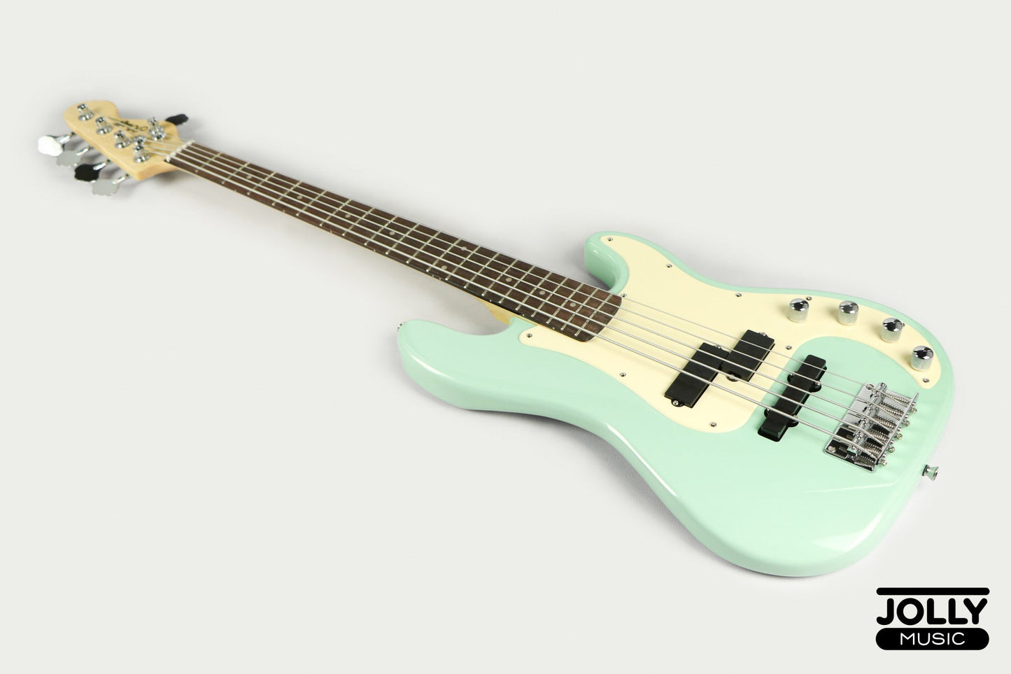 JCraft PJ-2 5-String P+J Style Bass Guitar - Mint Green