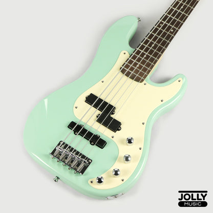 JCraft PJ-2 5-String P+J Style Bass Guitar - Mint Green