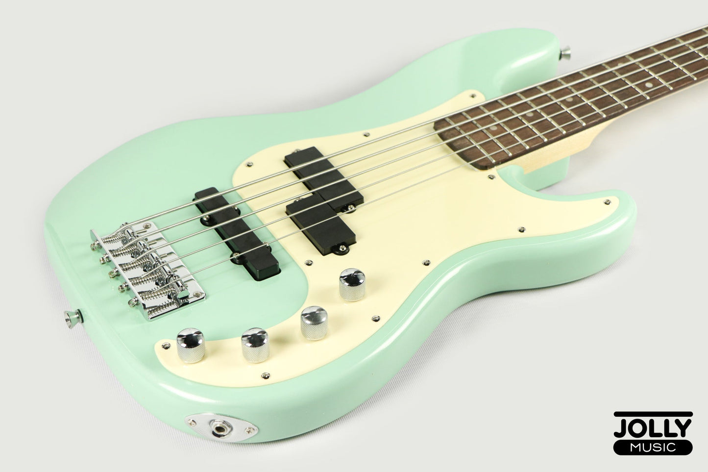 JCraft PJ-2 5-String P+J Style Bass Guitar - Mint Green