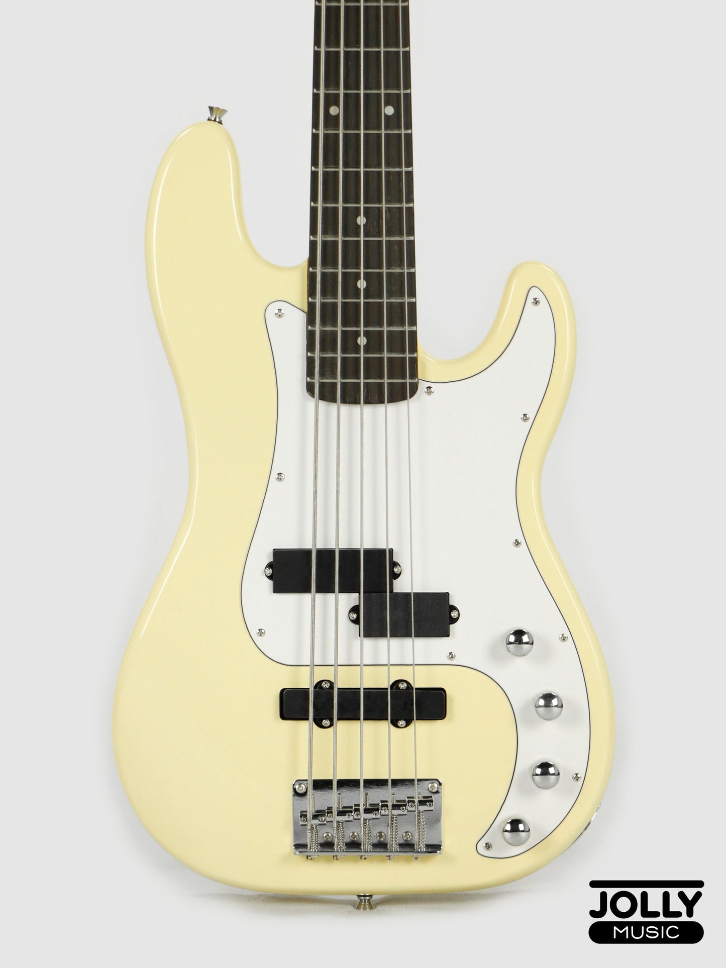 JCraft PJ-2 5-String P+J Style Bass Guitar - Milky White