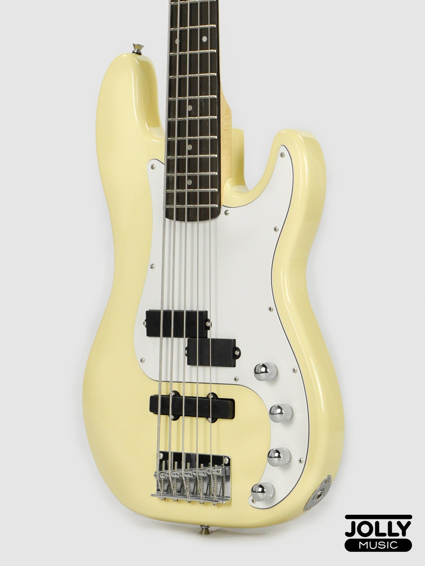 JCraft PJ-2 5-String P+J Style Bass Guitar - Milky White