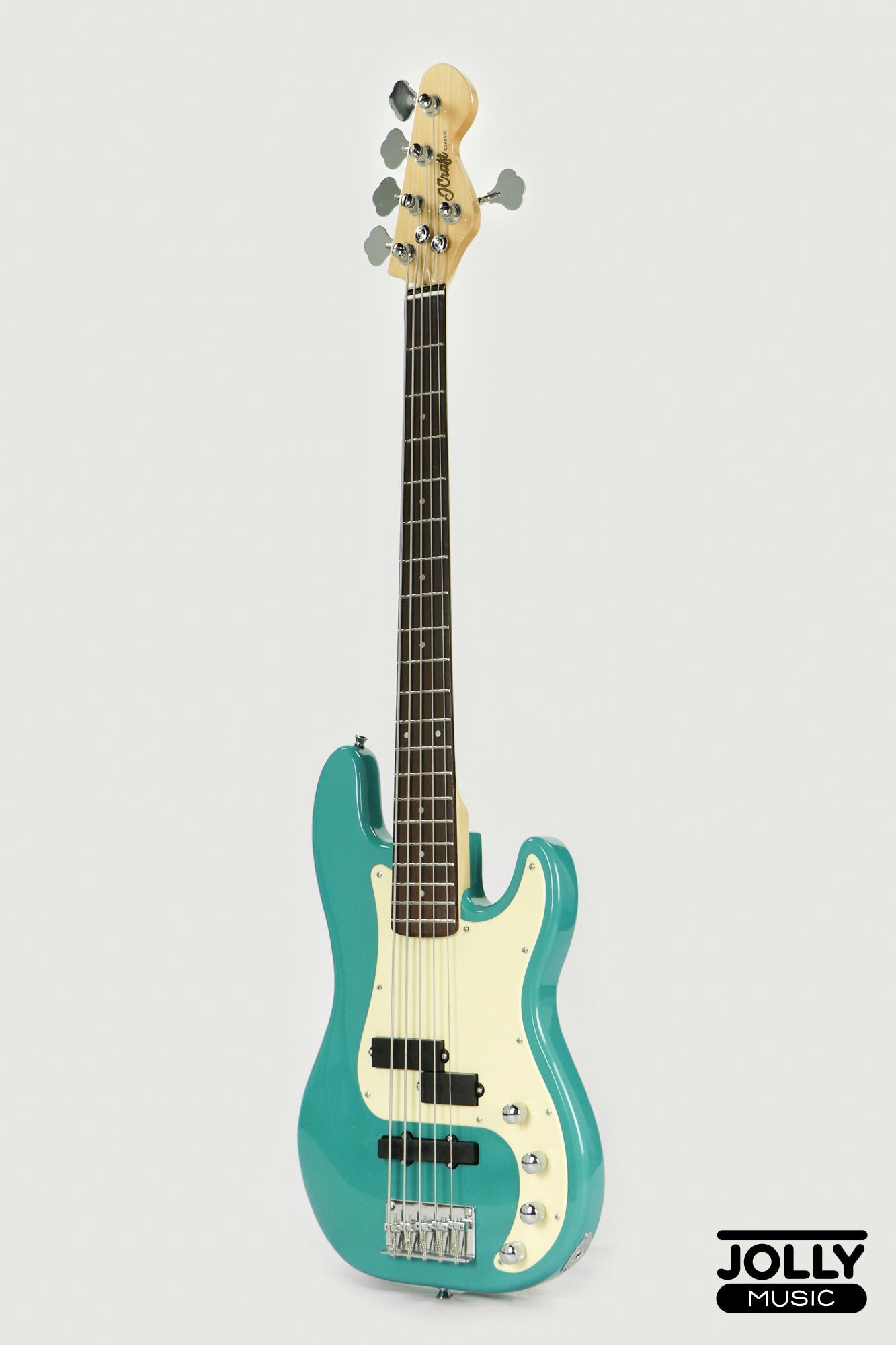 JCraft PJ-2 5-String P+J Style Bass Guitar - Tidepool Blue