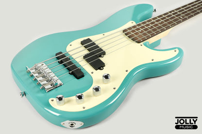 JCraft PJ-2 5-String P+J Style Bass Guitar - Tidepool Blue