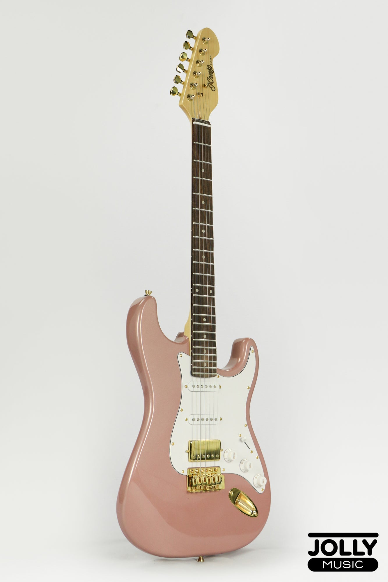 JCraft S-2HC HSS S-Style Electric Guitar - Rosewood / Rose Gold