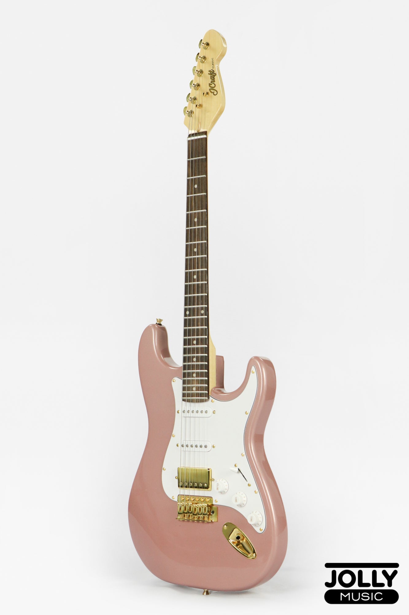 JCraft S-2HC HSS S-Style Electric Guitar - Rosewood / Rose Gold