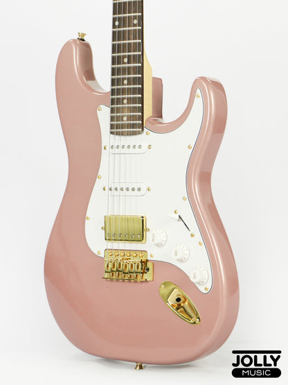 JCraft S-2HC HSS S-Style Electric Guitar - Rosewood / Rose Gold