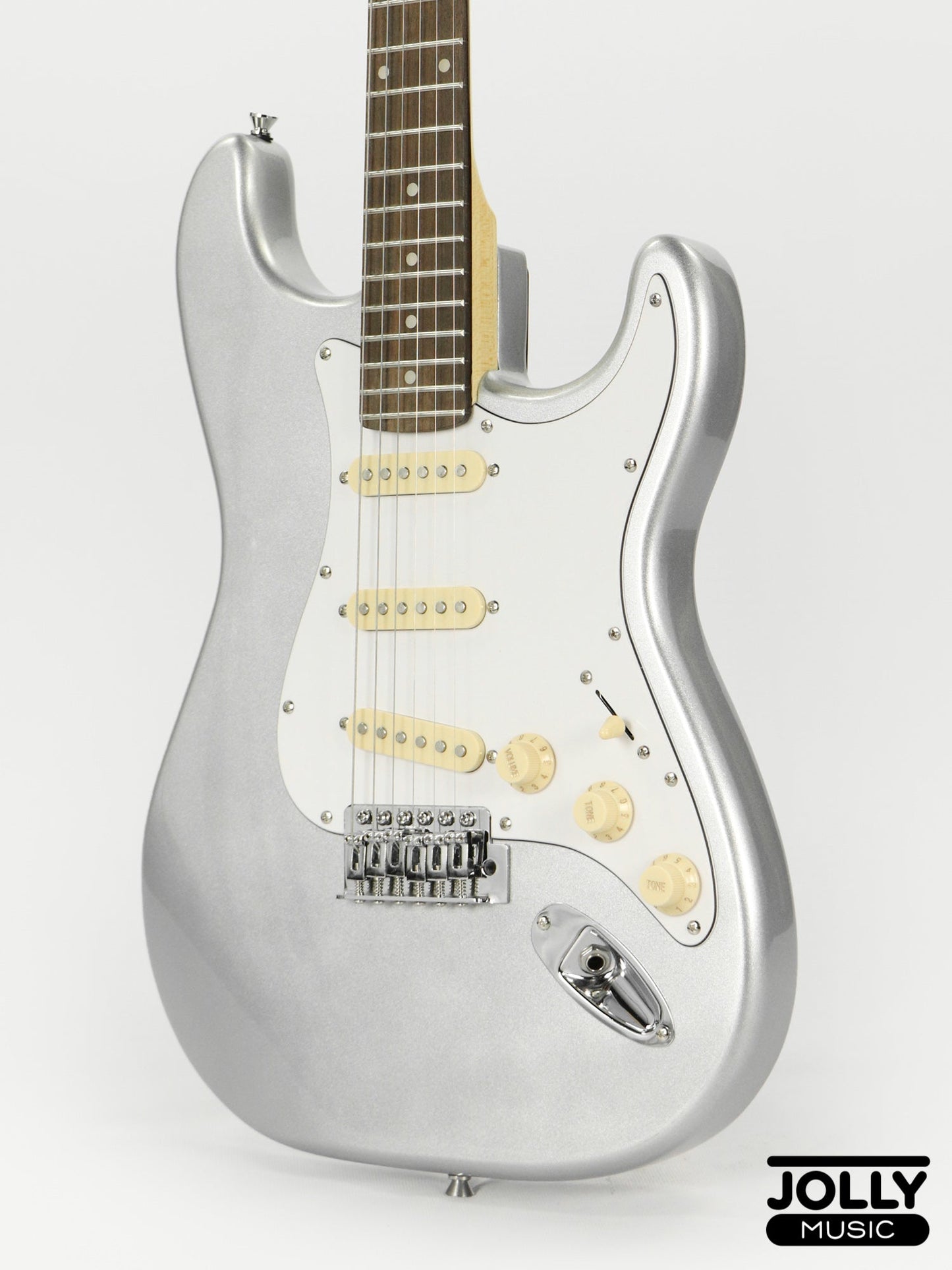 JCraft S-2 S-Style Electric Guitar - RW / Metallic Silver