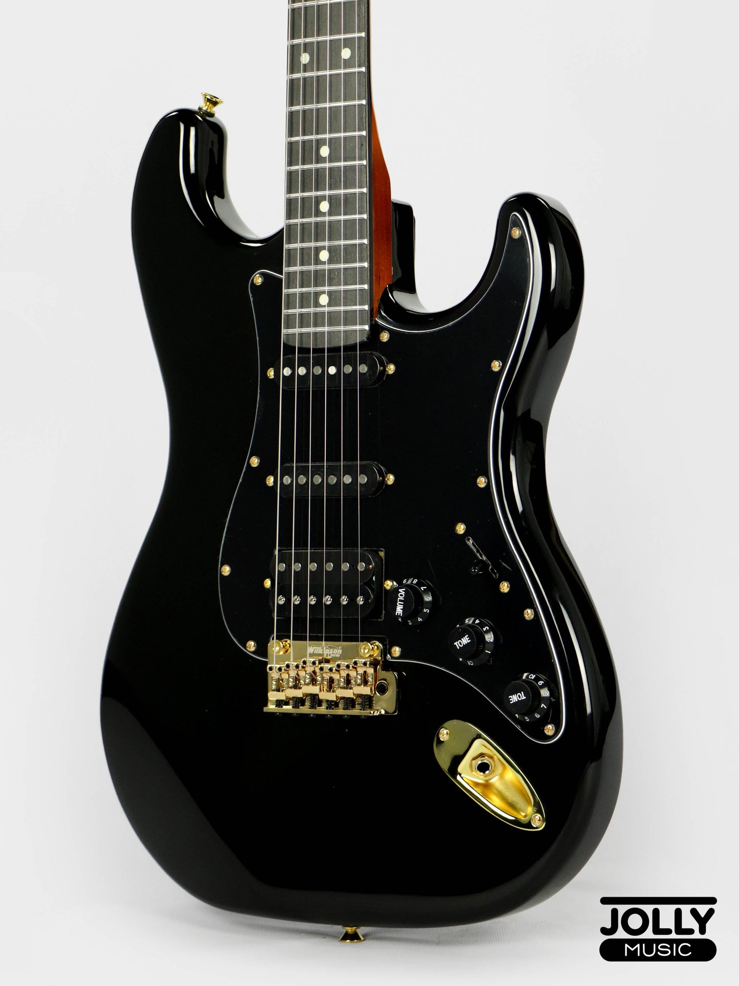 JCraft S-3H Special 2023 HSS S-Style Electric Guitar Roasted Maple Gold Hardware - Black