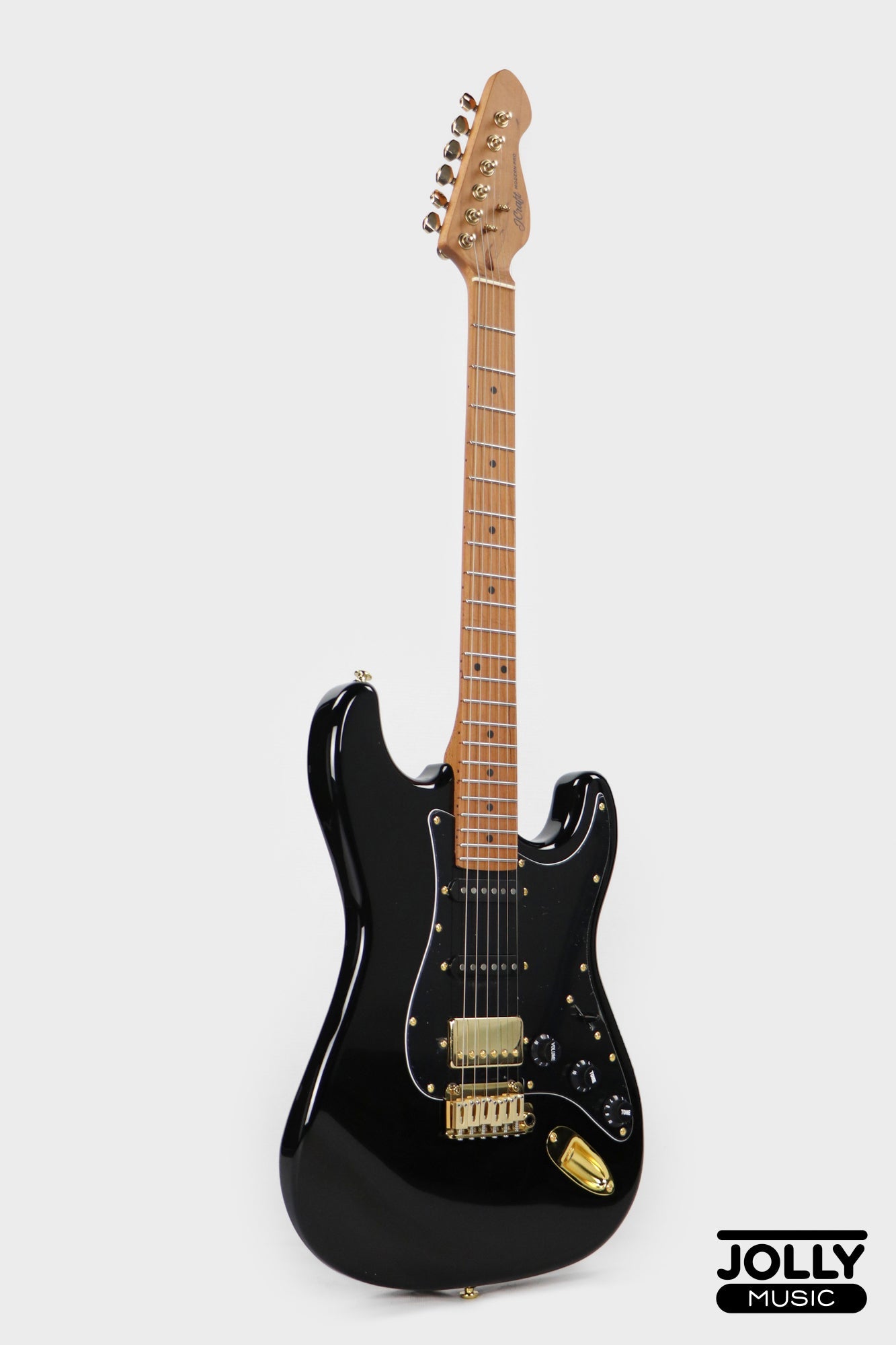 JCraft S-3HC PRO Modern HSS Electric Guitar - Black / Gold