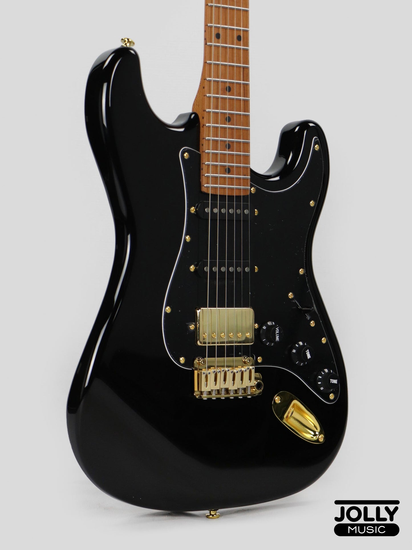 JCraft S-3HC PRO Modern HSS Electric Guitar - Black / Gold