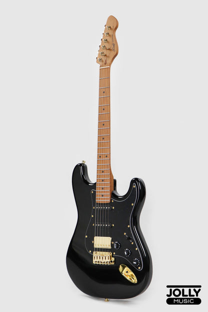 JCraft S-3HC PRO Modern HSS Electric Guitar - Black / Gold