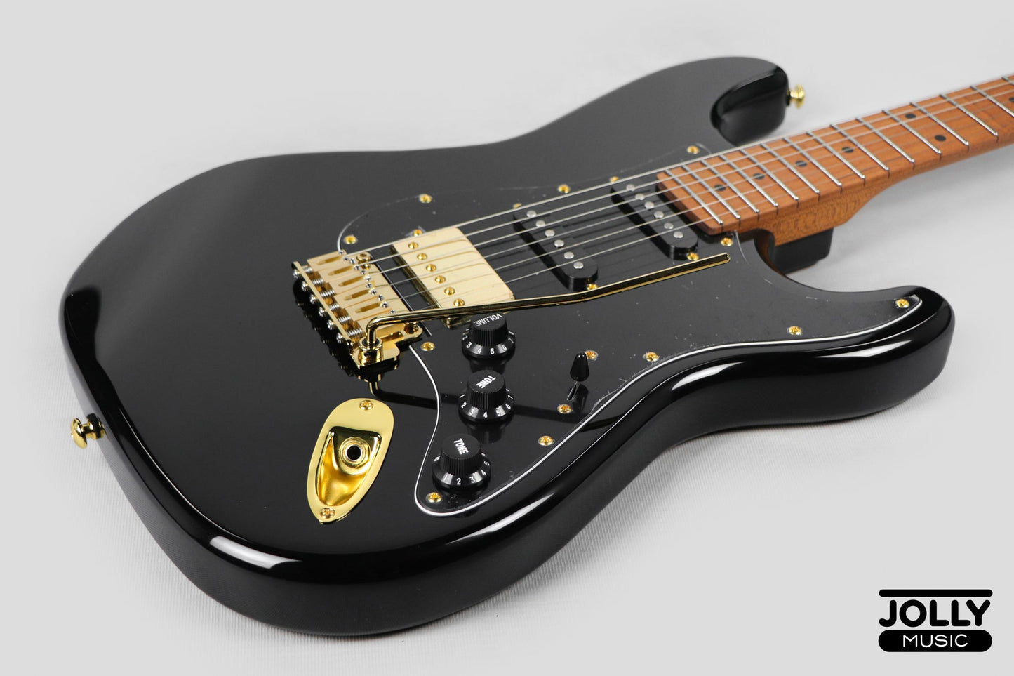 JCraft S-3HC PRO Modern HSS Electric Guitar - Black / Gold