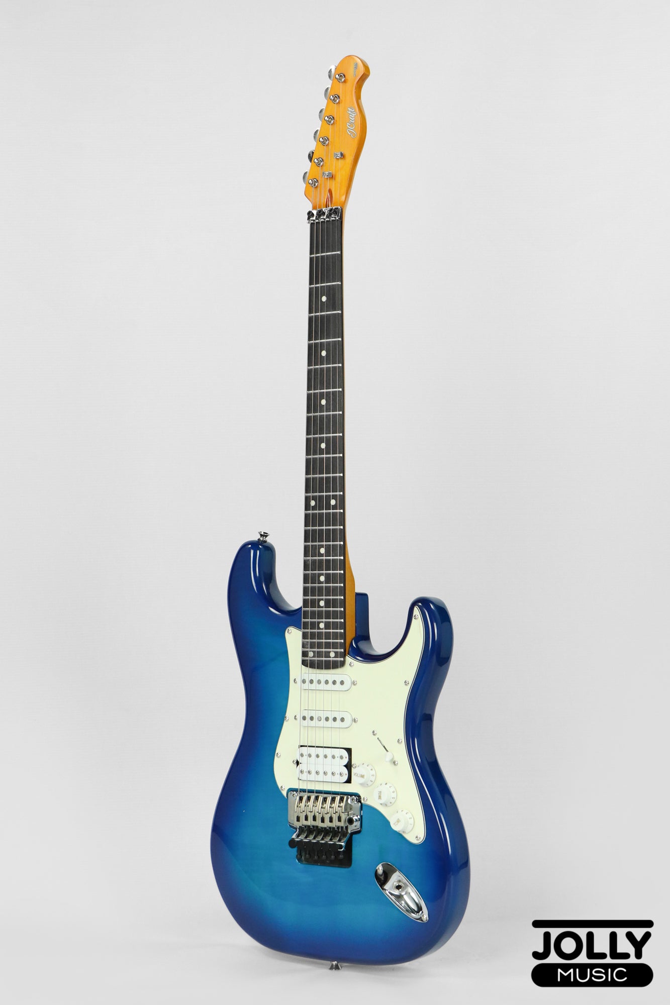 JCraft Modern Series S-3H FR24 HSS Double Locking Electric Guitar Wilkinson "Floyd" - Blue Burst Flame