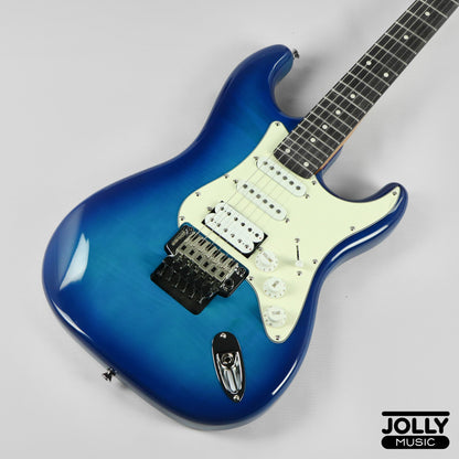 JCraft Modern Series S-3H FR24 HSS Double Locking Electric Guitar Wilkinson "Floyd" - Blue Burst Flame