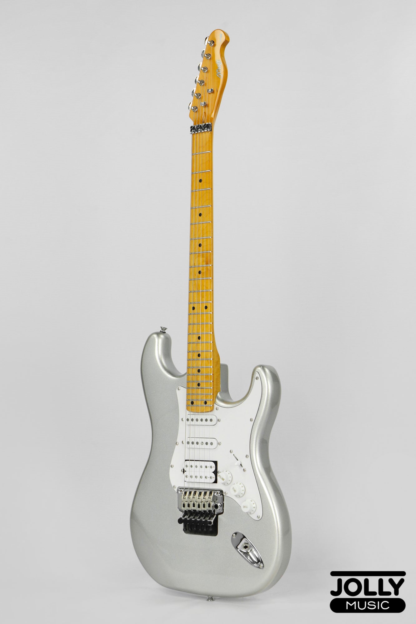 JCraft Modern Series S-3H FR24 HSS Double Locking Electric Guitar Wilkinson "Floyd" - Metallic Silver Maple