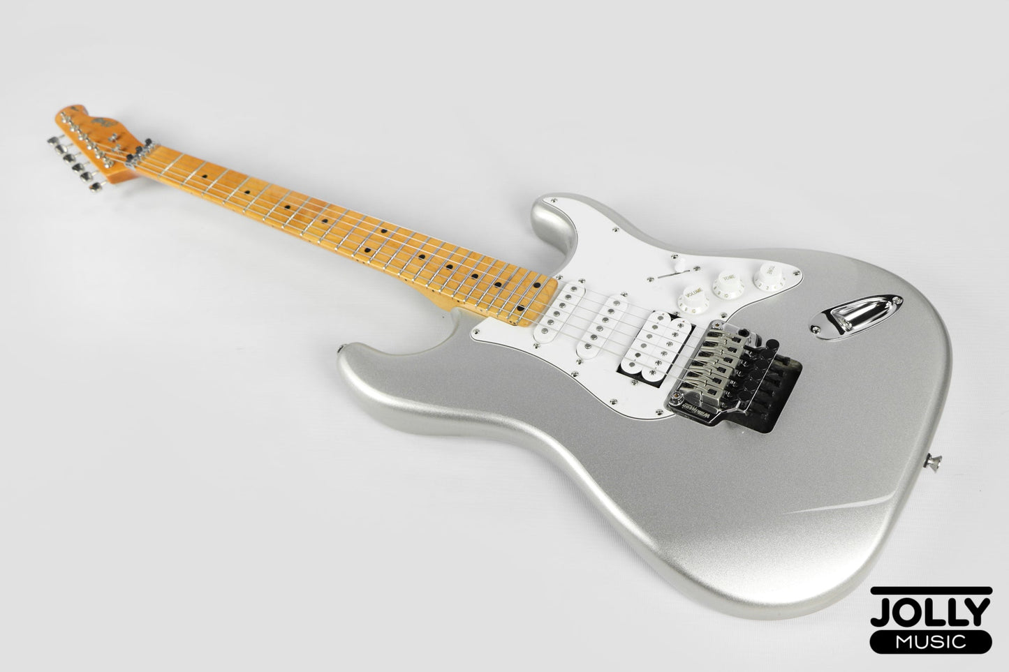 JCraft Modern Series S-3H FR24 HSS Double Locking Electric Guitar Wilkinson "Floyd" - Metallic Silver Maple