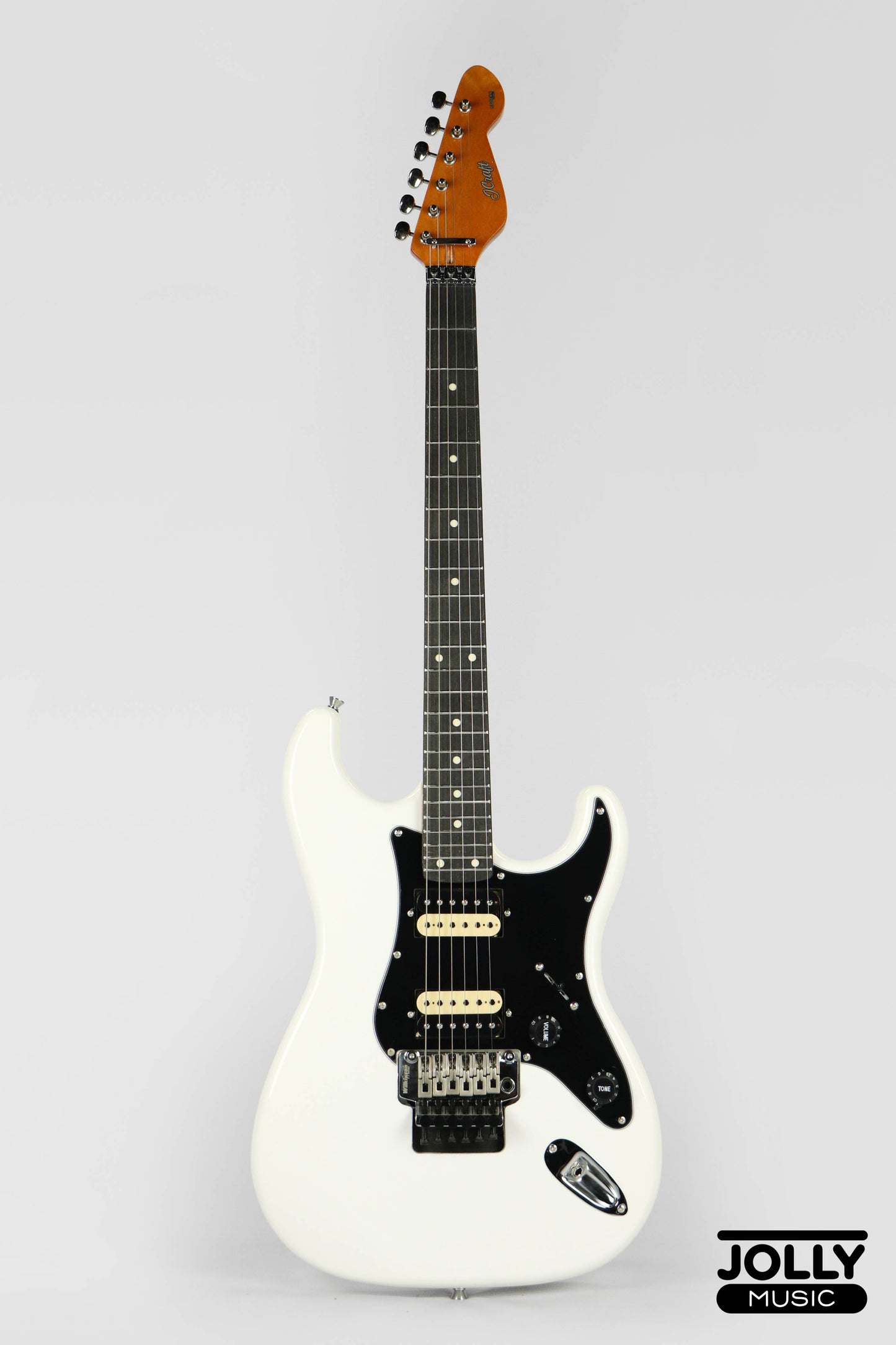 JCraft S-3H FR24 2023 HH Zebra Superstrat Electric Guitar w/ Wilkinson Floyd Rose - White