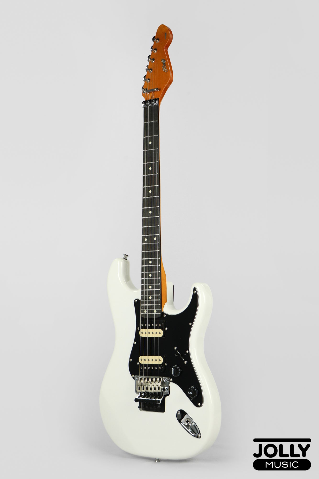 JCraft S-3H FR24 2023 HH Zebra Superstrat Electric Guitar w/ Wilkinson Floyd Rose - White