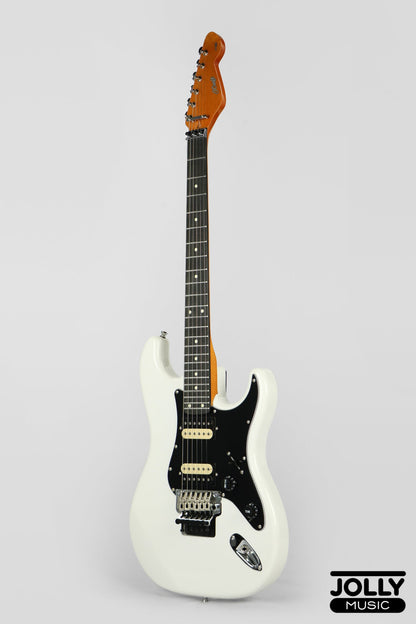 JCraft S-3H FR24 2023 HH Zebra Superstrat Electric Guitar w/ Wilkinson Floyd Rose - White