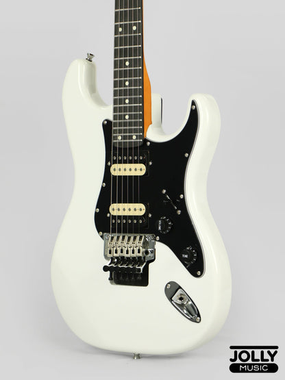 JCraft S-3H FR24 2023 HH Zebra Superstrat Electric Guitar w/ Wilkinson Floyd Rose - White