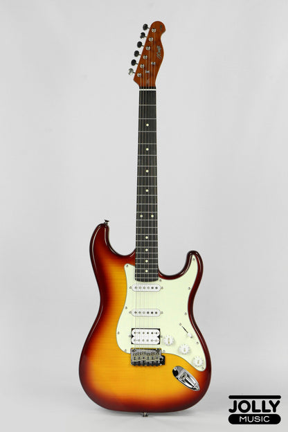 JCraft Modern Series S-3H HSS S-Style Electric Guitar Roasted Maple - Tobaco Sunburst Flamed