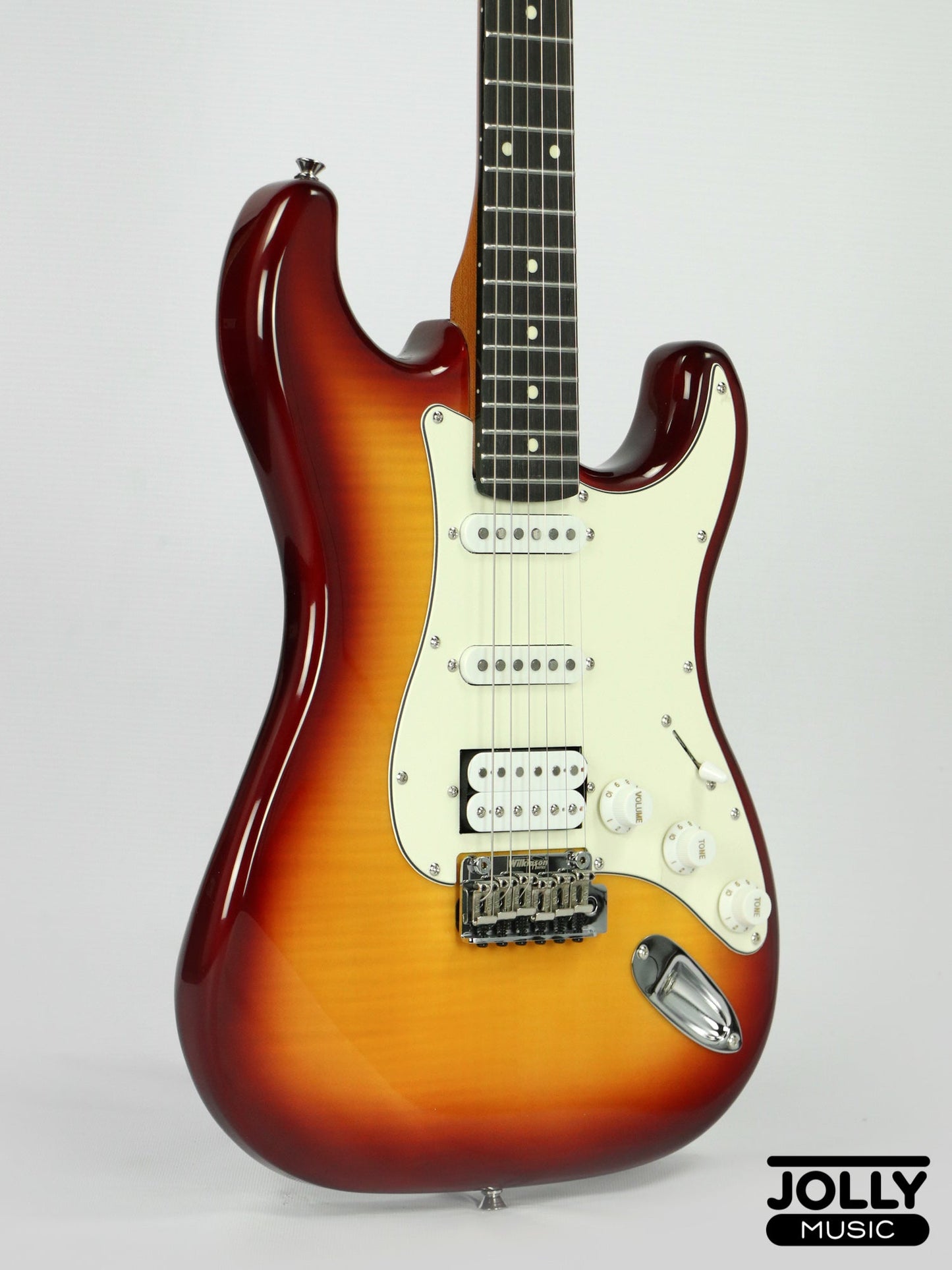 JCraft Modern Series S-3H HSS S-Style Electric Guitar Roasted Maple - Tobaco Sunburst Flamed