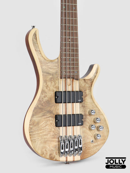 Luxars S-B60 5-String Modern Active Bass Guitar - Natural