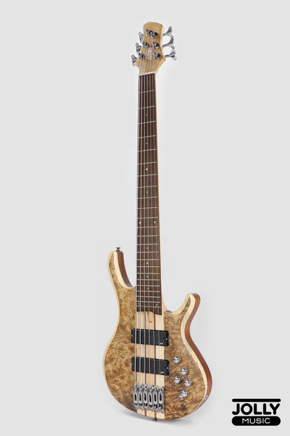 Luxars S-B60 6-String Modern Active Bass Guitar - Natural