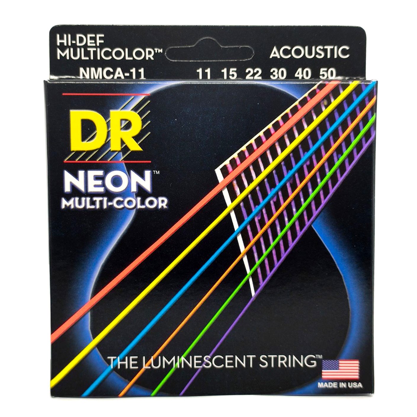 DR Neon Multi-Color Acoustic Guitar Strings - GuitarPusher