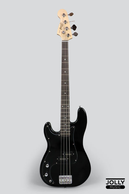 JCraft PB-1 Left Handed 4-String Electric Bass Guitar with Gigbag - Double Black