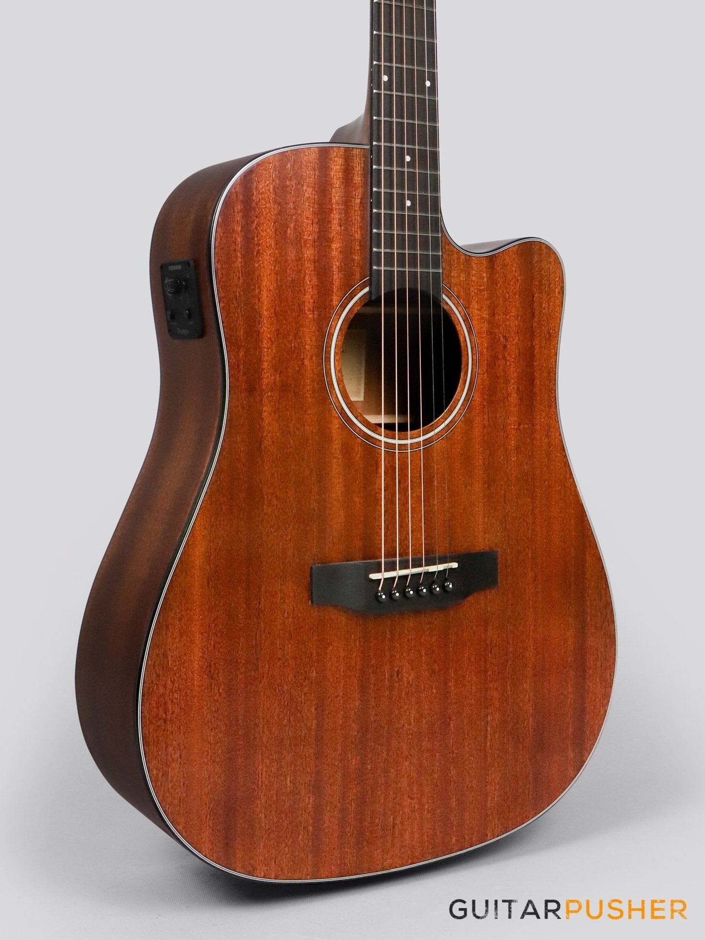 Phoebus PG-30NCE v3 All-Mahogany Dreadnought (3rd Gen.) Acoustic-Electric Guitar w/ Gig Bag - GuitarPusher