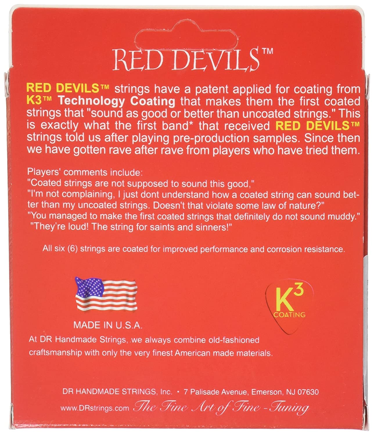 DR Red Devils K3 Coated Electric Guitar Strings - GuitarPusher