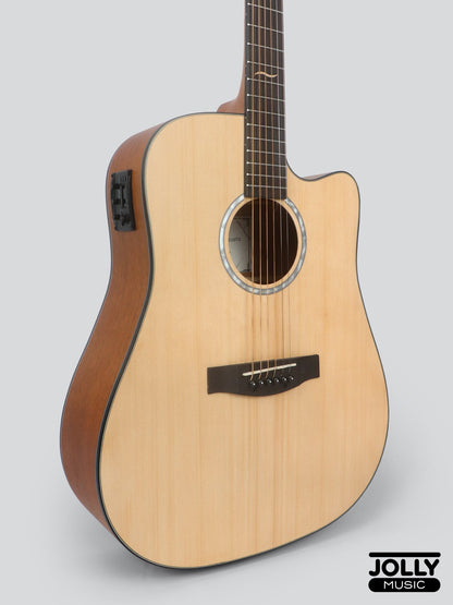 JCraft Troubadour TD-10CE LH Dreadnought Acoustic-Electric Cutaway Guitar with pickup and soft case LEFT HAND