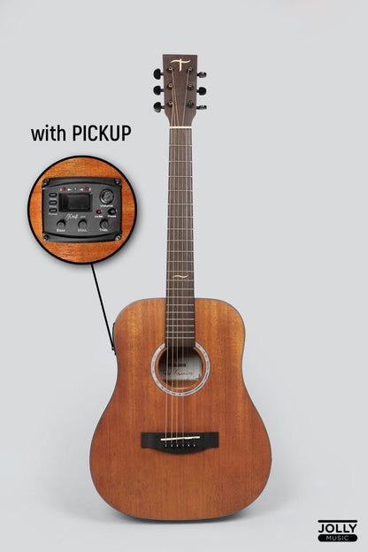 JCraft Troubadour Taka Mini EQ Little Dread All-Mahogany 36" Acoustic Guitar with Pickups and bag