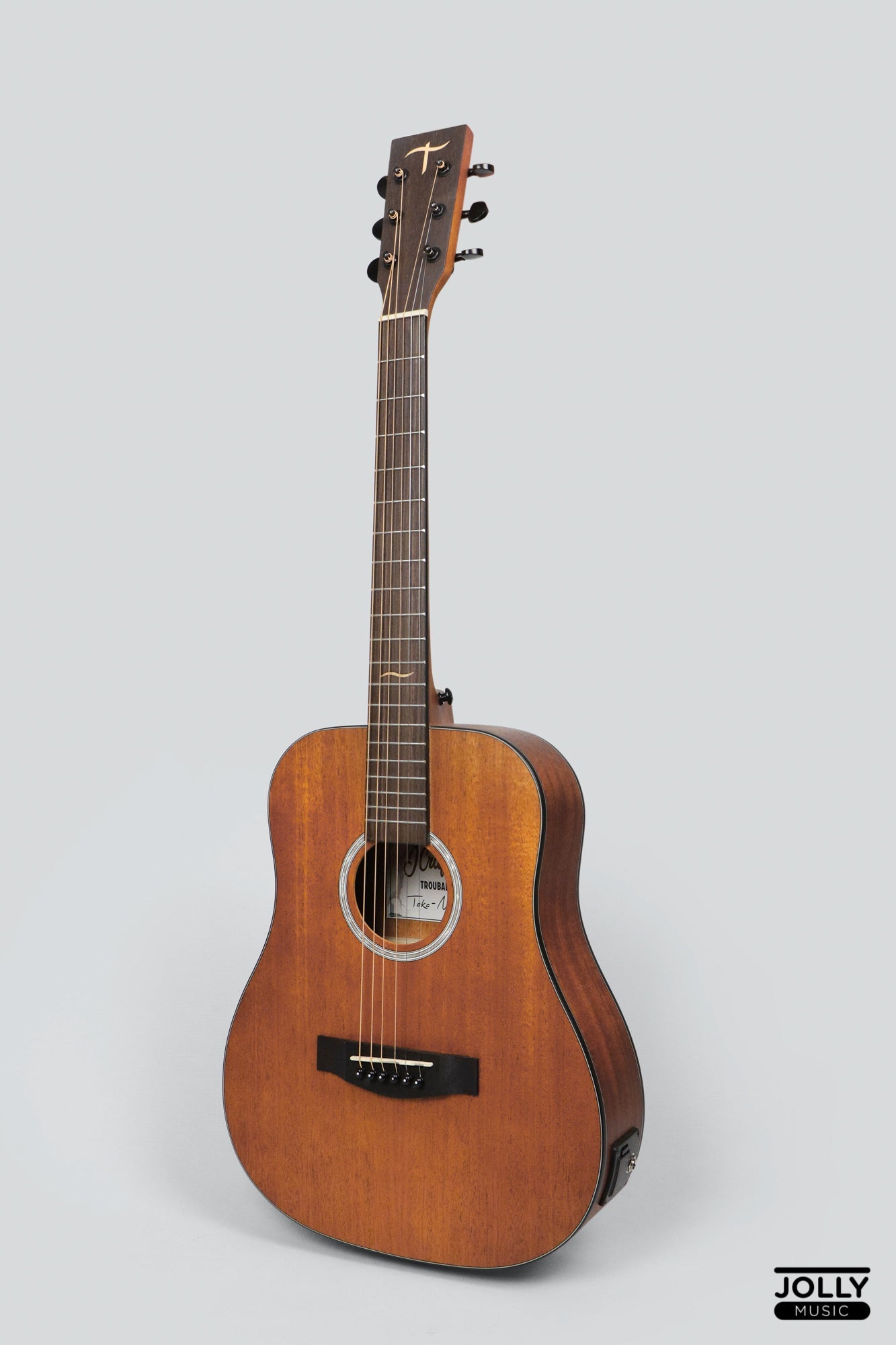 JCraft Troubadour Taka Mini EQ Little Dread All-Mahogany 36" Acoustic Guitar with Pickups and bag