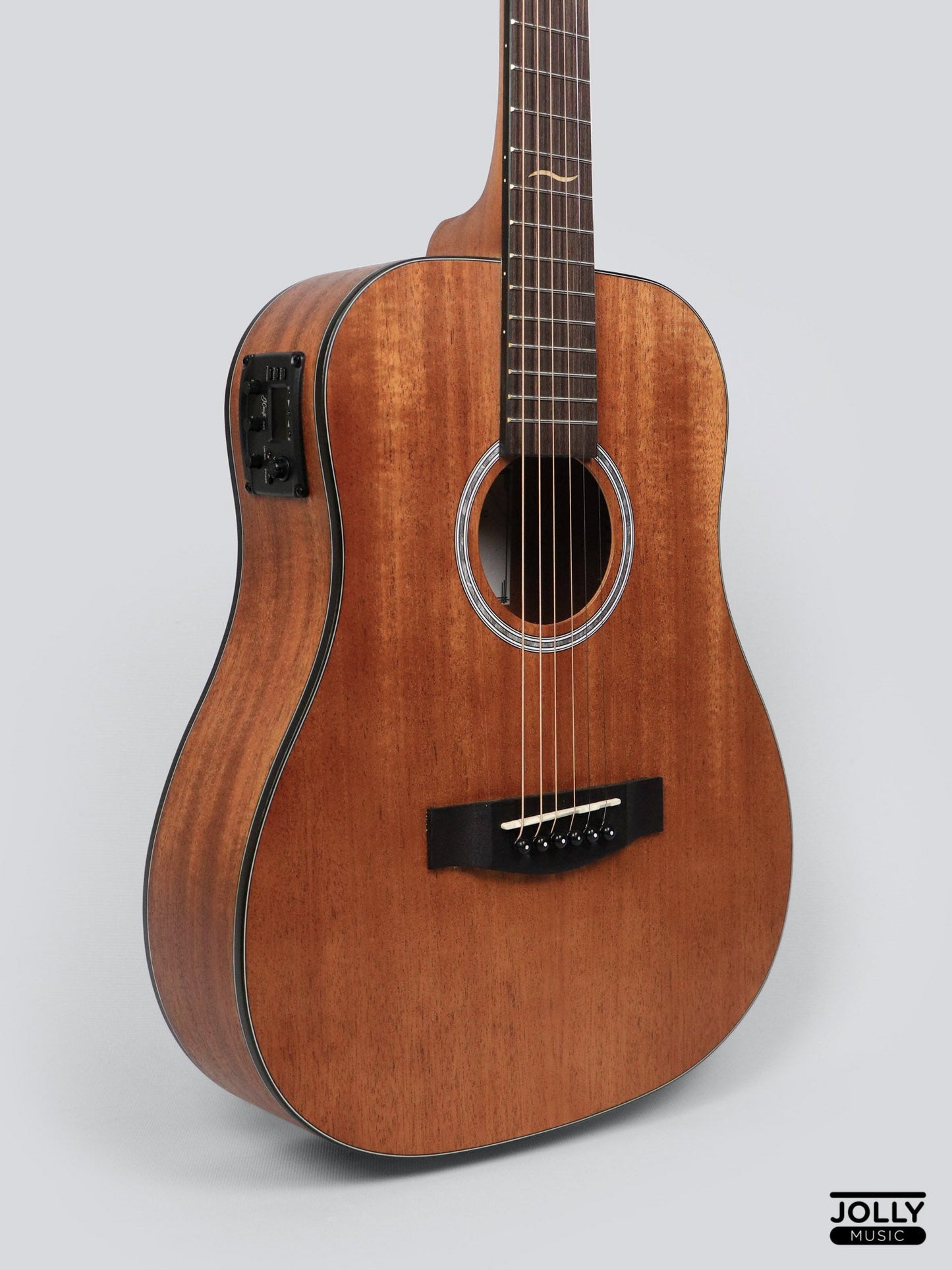 JCraft Troubadour Taka Mini EQ Little Dread All-Mahogany 36" Acoustic Guitar with Pickups and bag