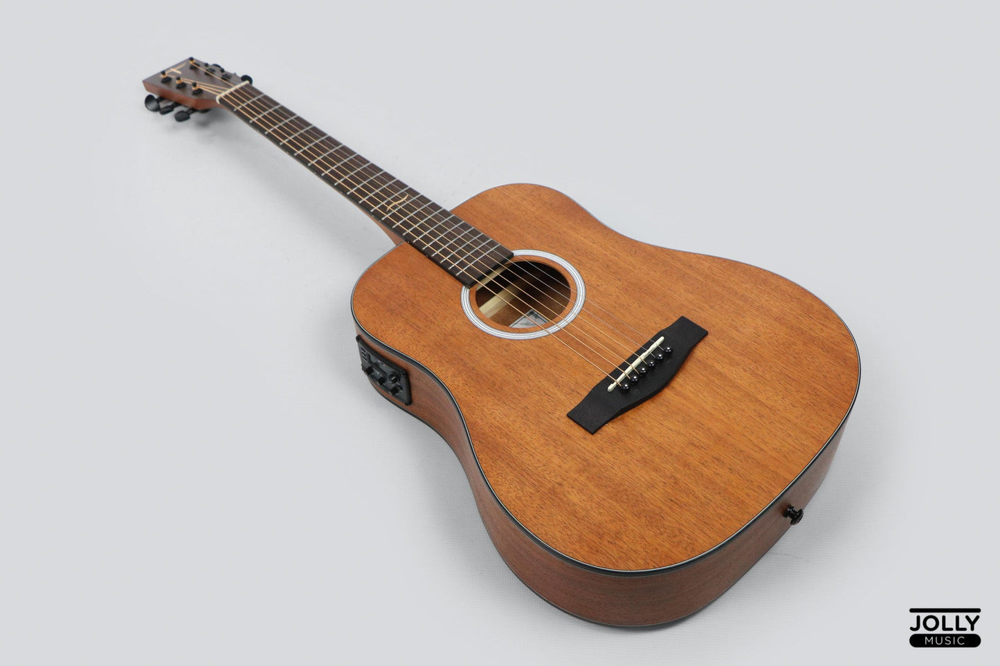 JCraft Troubadour Taka Mini EQ Little Dread All-Mahogany 36" Acoustic Guitar with Pickups and bag