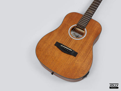 JCraft Troubadour Taka Mini EQ Little Dread All-Mahogany 36" Acoustic Guitar with Pickups and bag