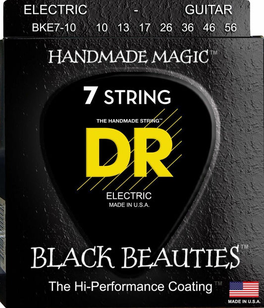 DR Black Beauties Coated Electric Guitar 7-Strings K3 Coated Medium Electric Guitar Strings - GuitarPusher