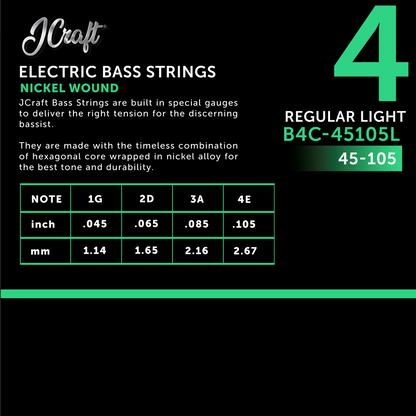 JCraft Regular Light 4-String Electric Bass Guitar String 45-105