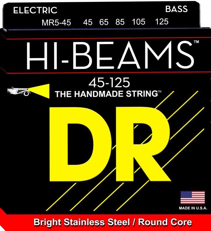 DR Hi-Beams Hand Made 5-String Bass Guitar Strings - GuitarPusher