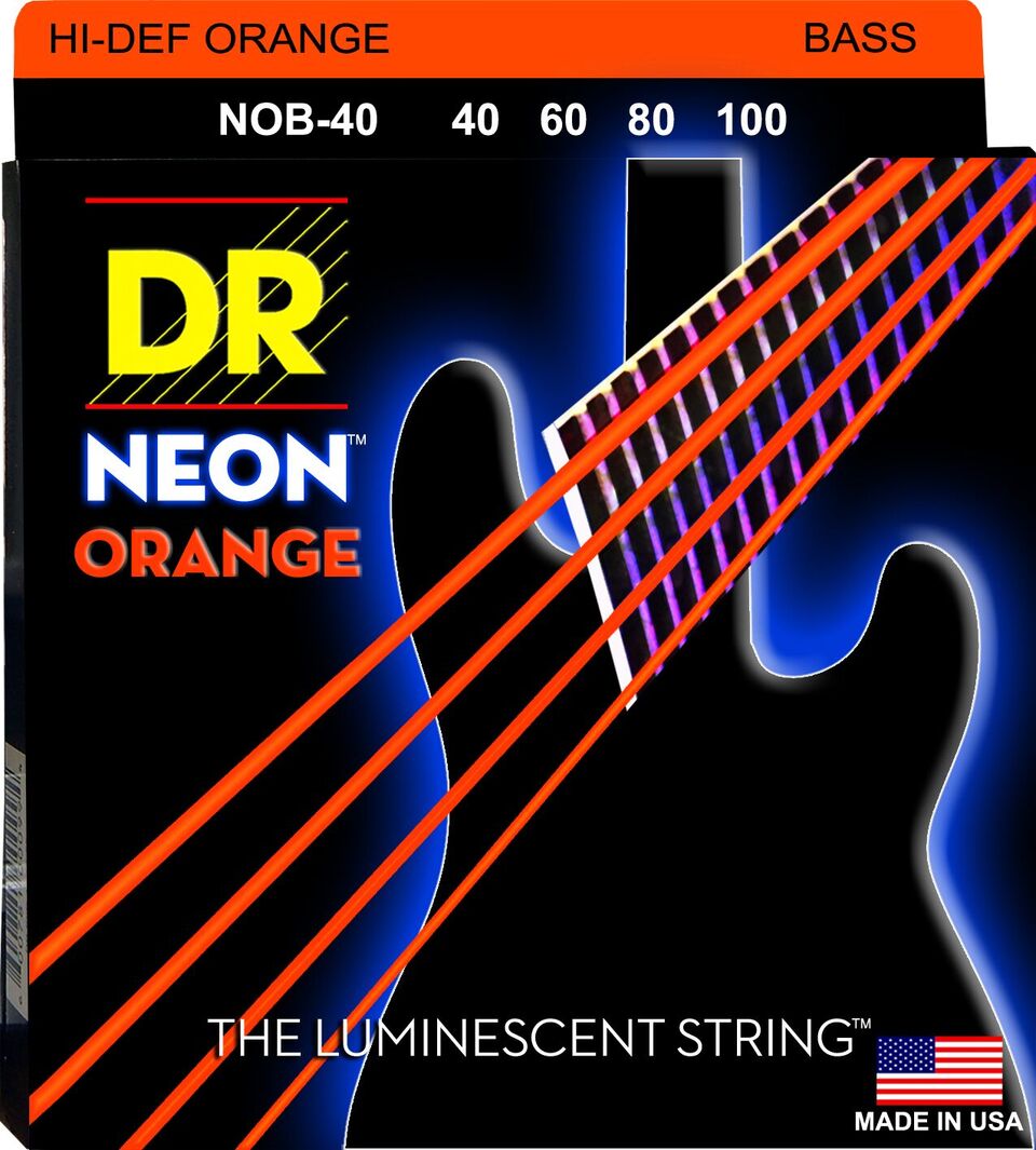 DR Neon Orange 4-String Bass Guitar Strings with K3 - GuitarPusher