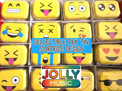 Jolly Music Collectible Guitar Pick Tin Set 12 pcs SURPRISE SMILEY DESIGN