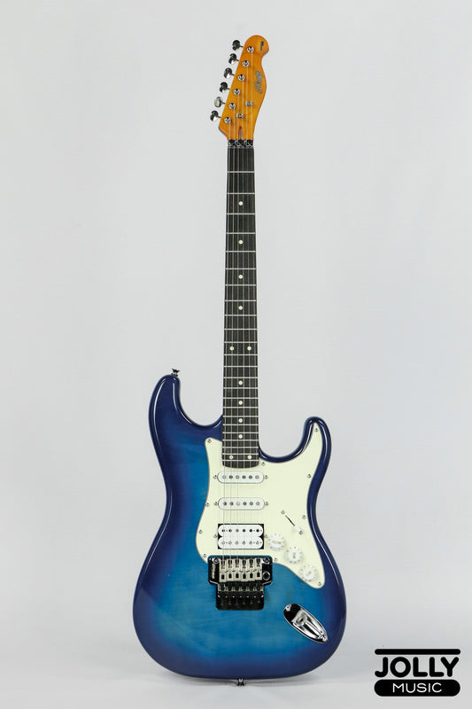 JCraft Modern Series S-3H FR24 HSS Double Locking Electric Guitar Wilkinson "Floyd" - Blue Burst Flame