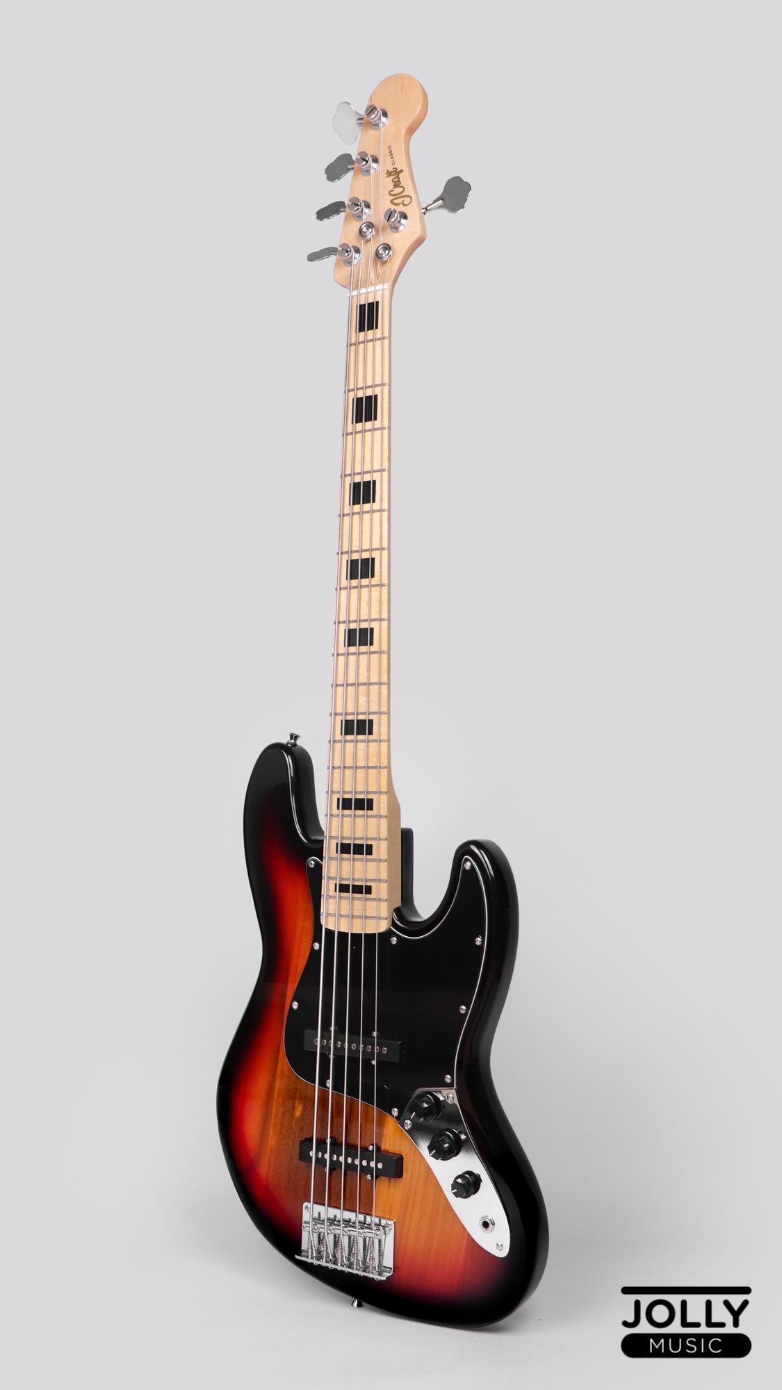 JCraft JB-1 J-Offset 5-String Bass Guitar with Gigbag - Sunburst