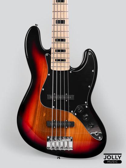 JCraft JB-1 J-Offset 5-String Bass Guitar with Gigbag - Sunburst