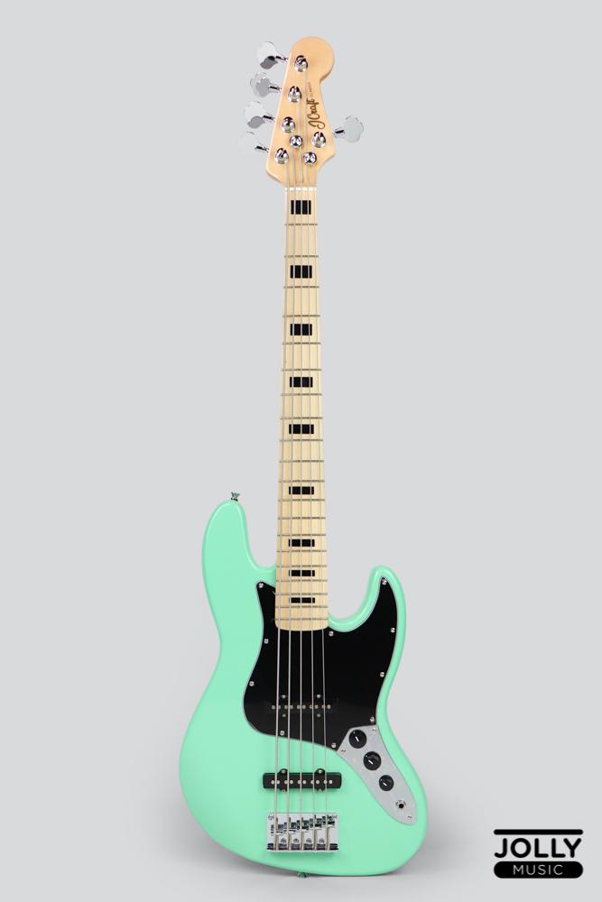 JCraft JB-1 J-Offset 5-String Bass Guitar with Gigbag - Surf Green